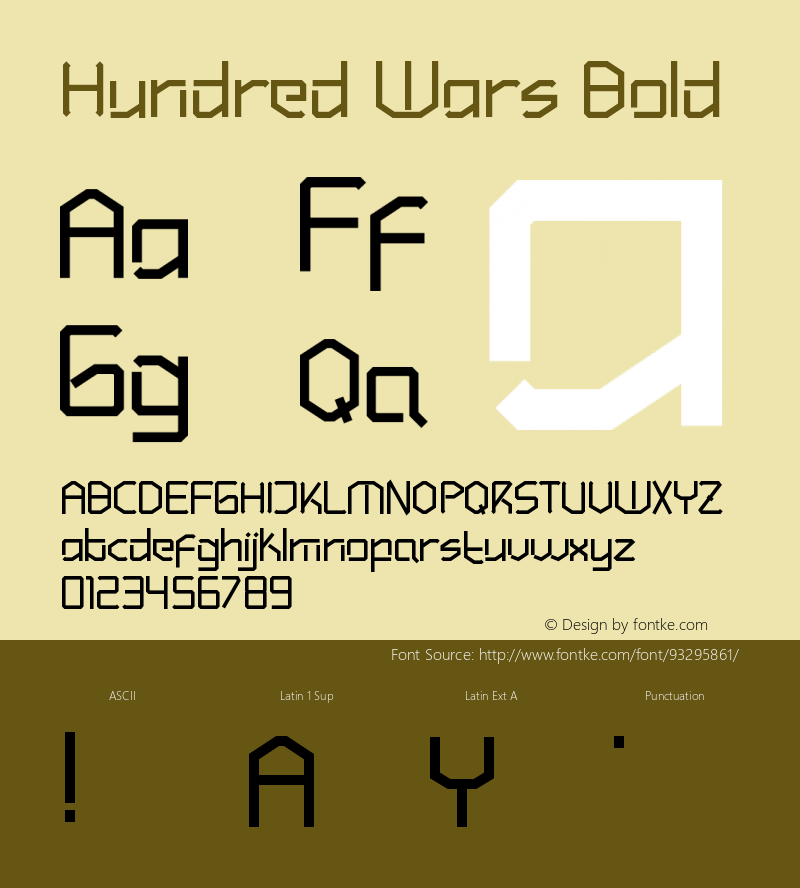 Hundred Wars Bold Version 1.001;Fontself Maker 3.5.1 Font Sample