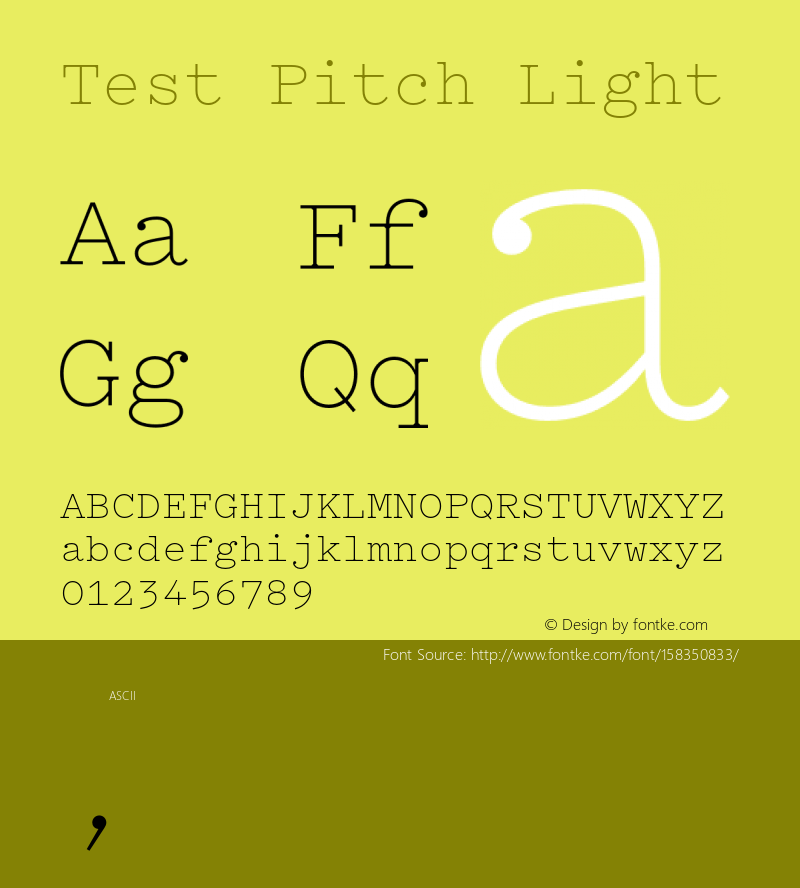 Test Pitch Light Version 1.002;PS 1.0;hotconv 16.6.51;makeotf.lib2.5.65220 Font Sample