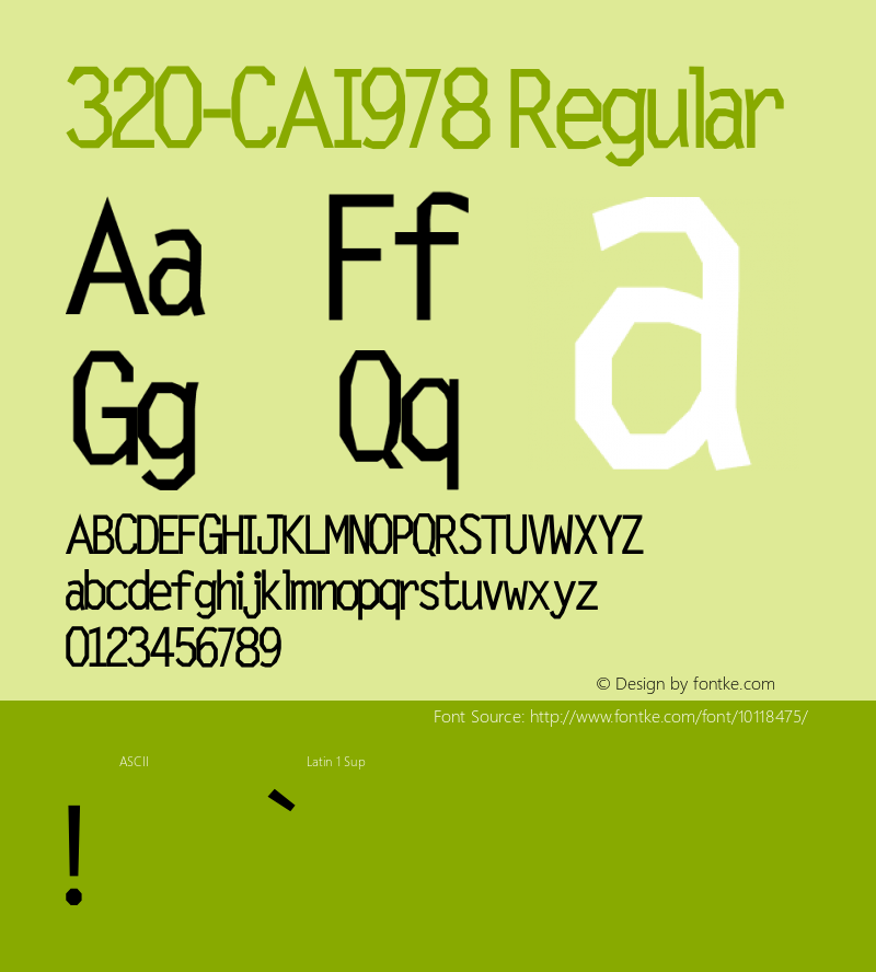 320-CAI978 Regular Version 1.00 March 1, 1929, initial release Font Sample