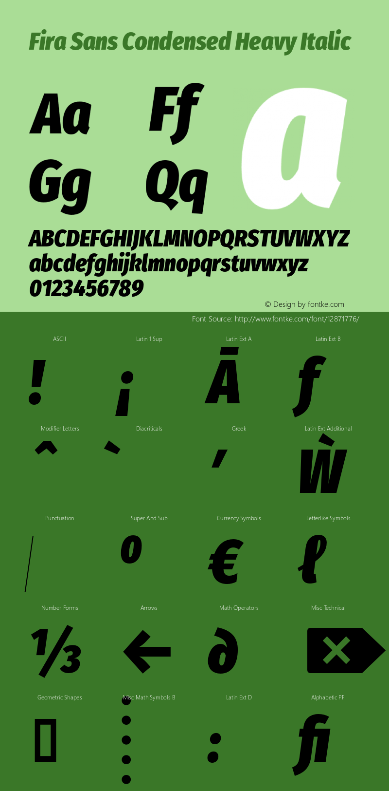 Fira Sans Condensed Heavy Italic Version 4.202;PS 004.202;hotconv 1.0.88;makeotf.lib2.5.64775 Font Sample
