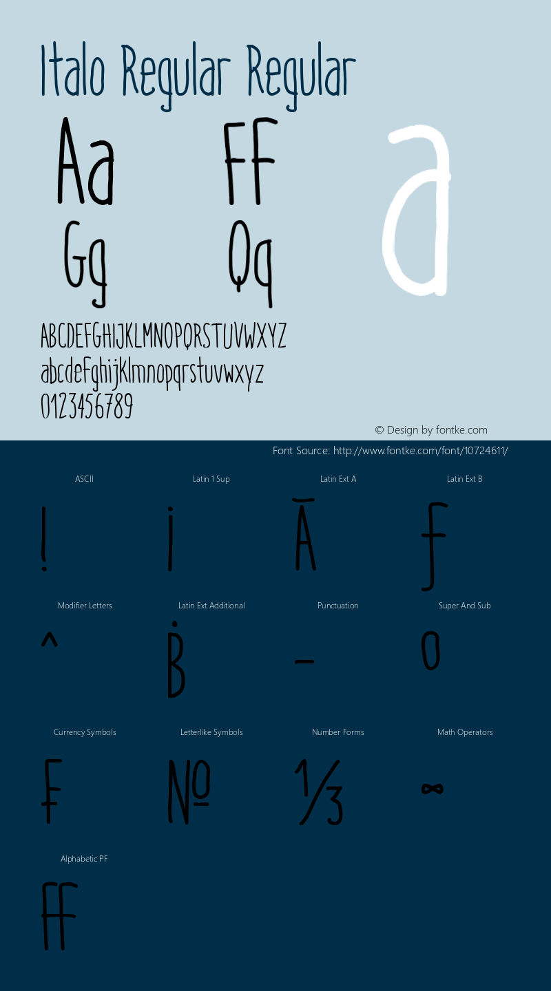 Italo Regular Regular Version 1.000 Font Sample