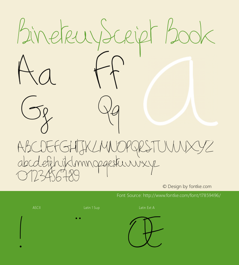 BinetruyScript Book Version 000.25 Font Sample