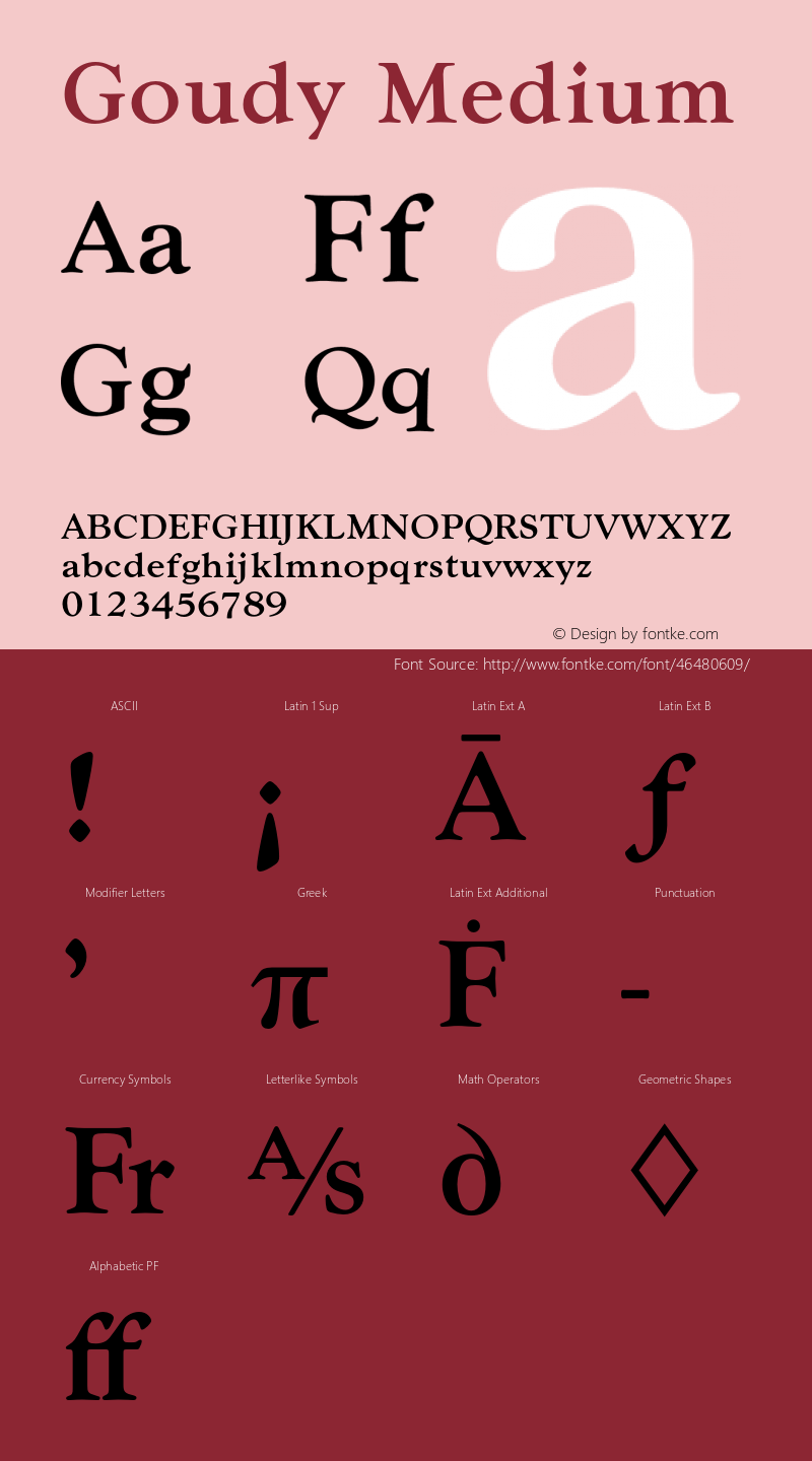 Goudy-Med Version 1.000;PS 1.00;hotconv 1.0.57;makeotf.lib2.0.21895 Font Sample