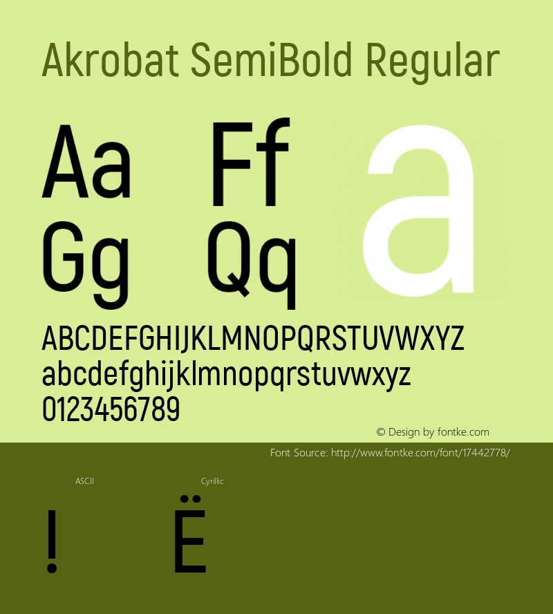 Akrobat SemiBold Regular Version 1.000;PS 001.000;hotconv 1.0.88;makeotf.lib2.5.64775; ttfautohint (v1.4.1) Font Sample