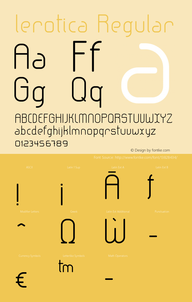 lerotica Regular Version 1.001 2011 Font Sample