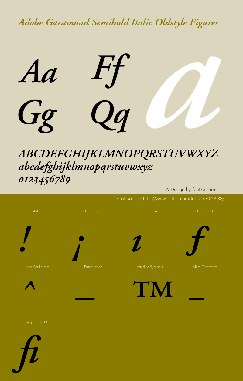 Adobe Garamond Semibold Italic Oldstyle Figures 001.002图片样张