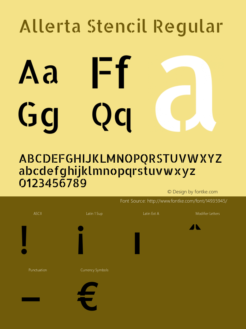 Allerta Stencil Regular Version 1.02 Font Sample