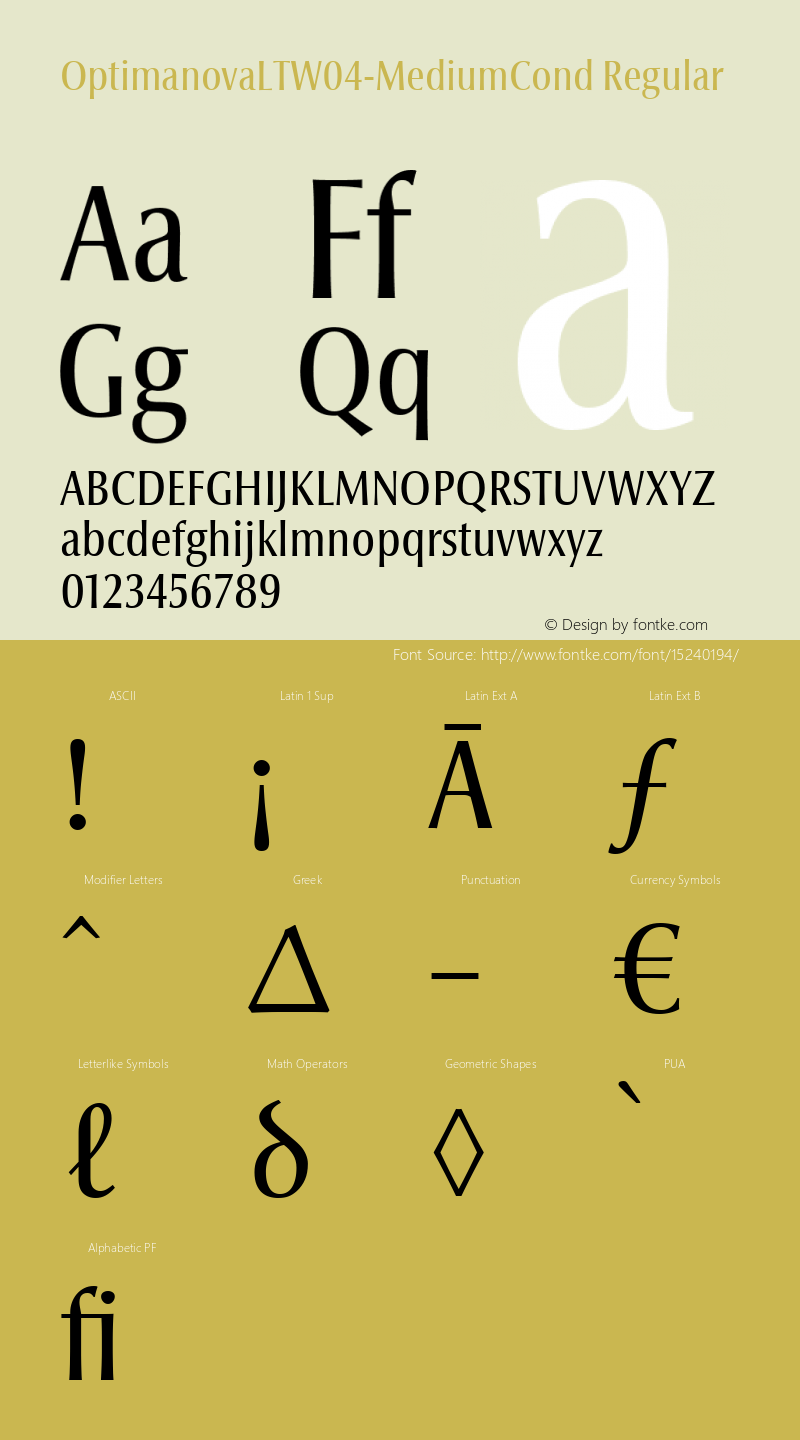 OptimanovaLTW04-MediumCond Regular Version 1.20 Font Sample