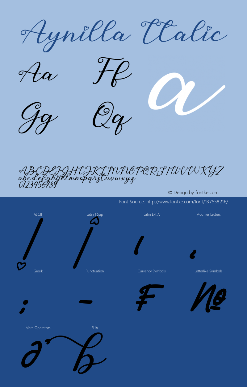 Aynilla Italic Version 1.00;March 23, 2021;FontCreator 13.0.0.2683 64-bit Font Sample