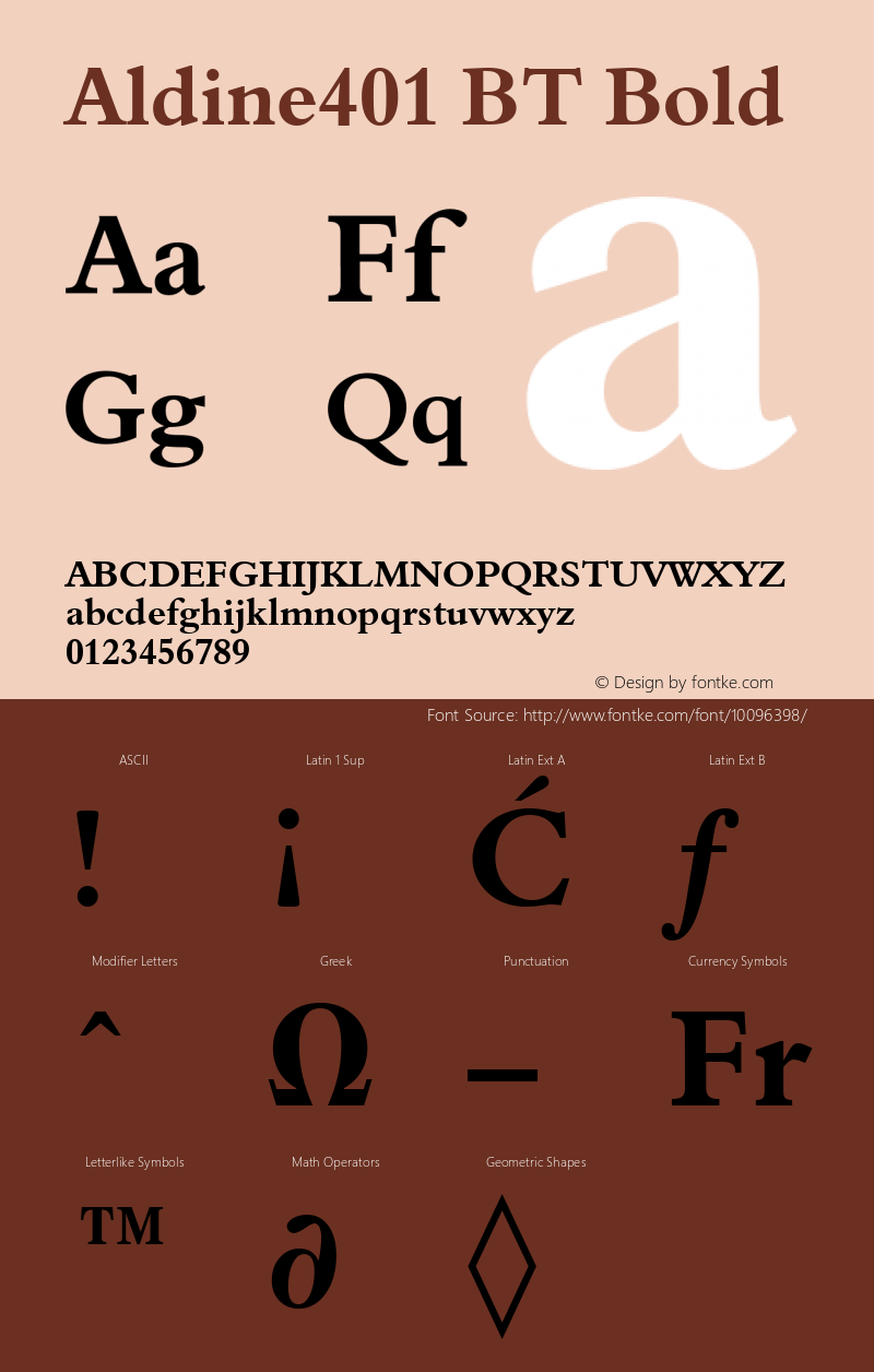 Aldine401 BT Bold Version 2.001 mfgpctt 4.4 Font Sample