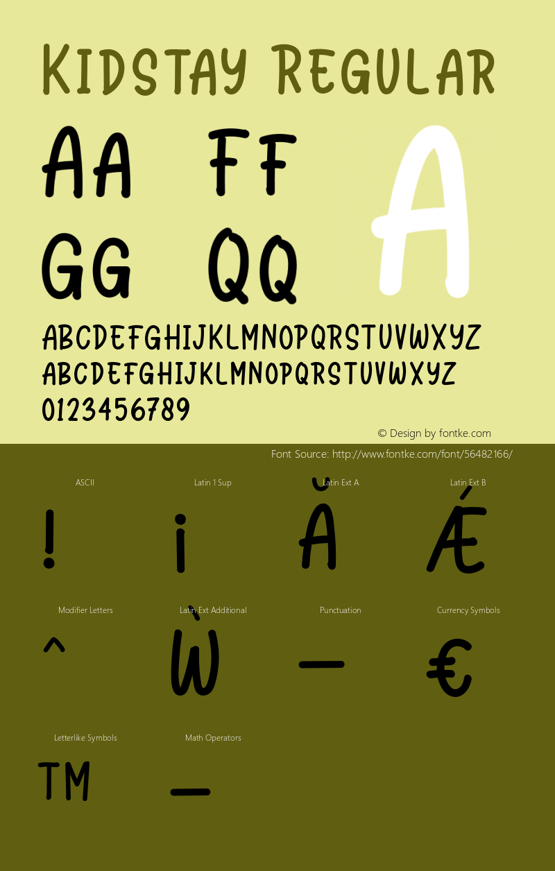 Kidstay Regular Version 1.000 Font Sample