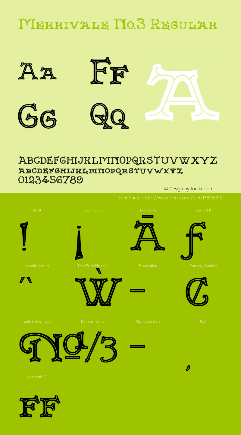 Merrivale No.3 Regular Version 1.000 2011 initial release Font Sample