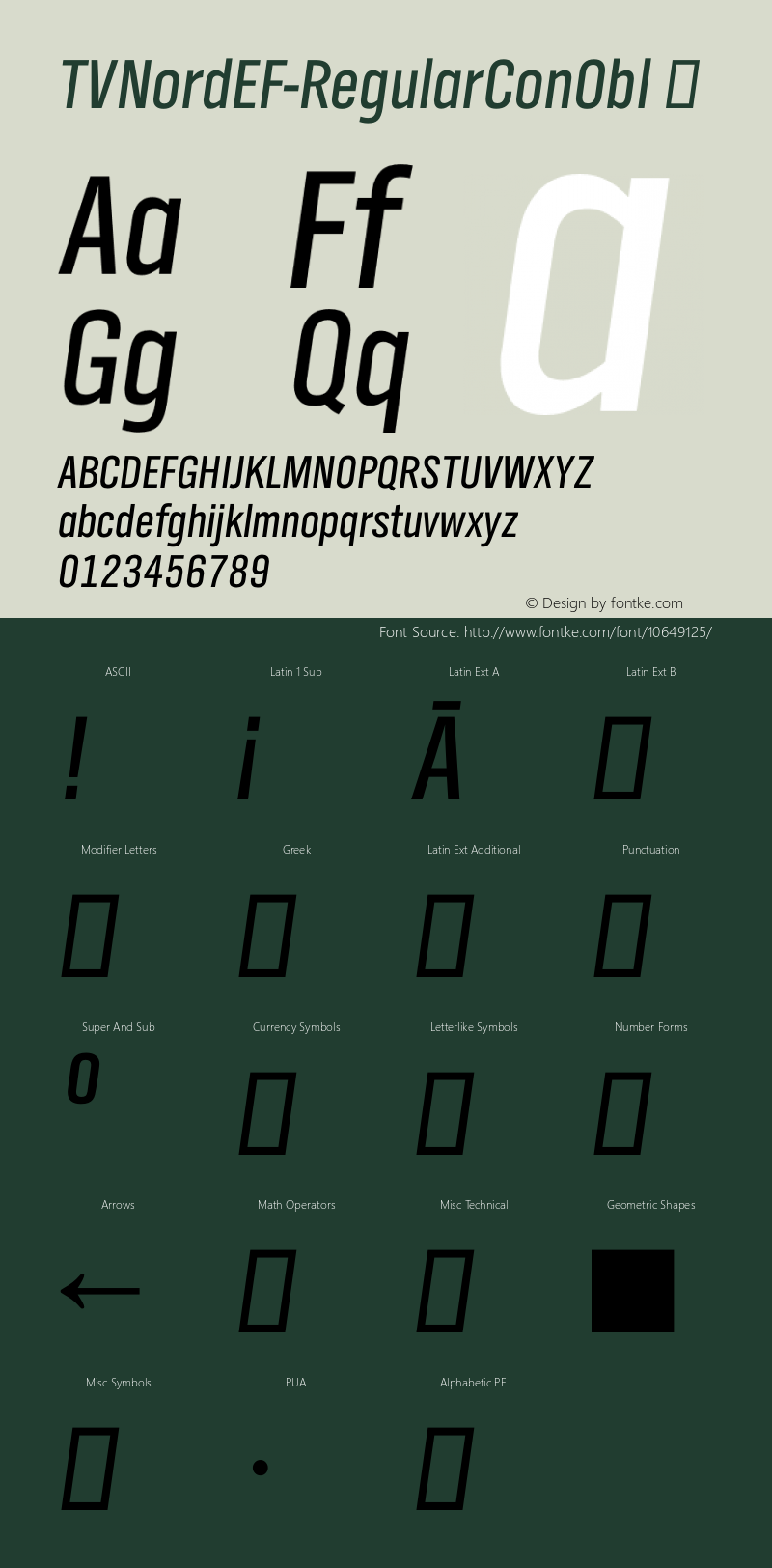 TVNordEF-RegularConObl ☞ Version 2.00 2014 initial release; ttfautohint (v0.96) -l 8 -r 50 -G 200 -x 14 -w 