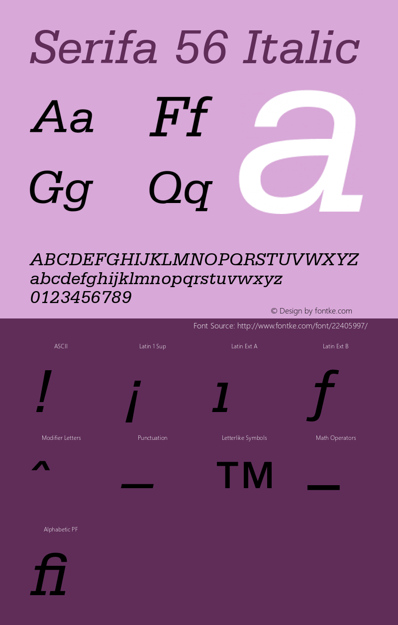 Serifa-Italic 001.001 Font Sample