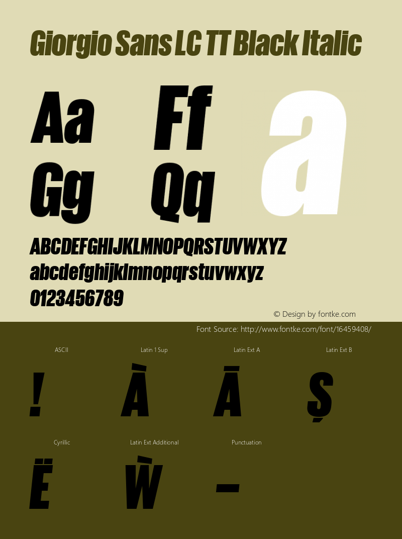 Giorgio Sans LC TT Black Italic 1.001 Font Sample