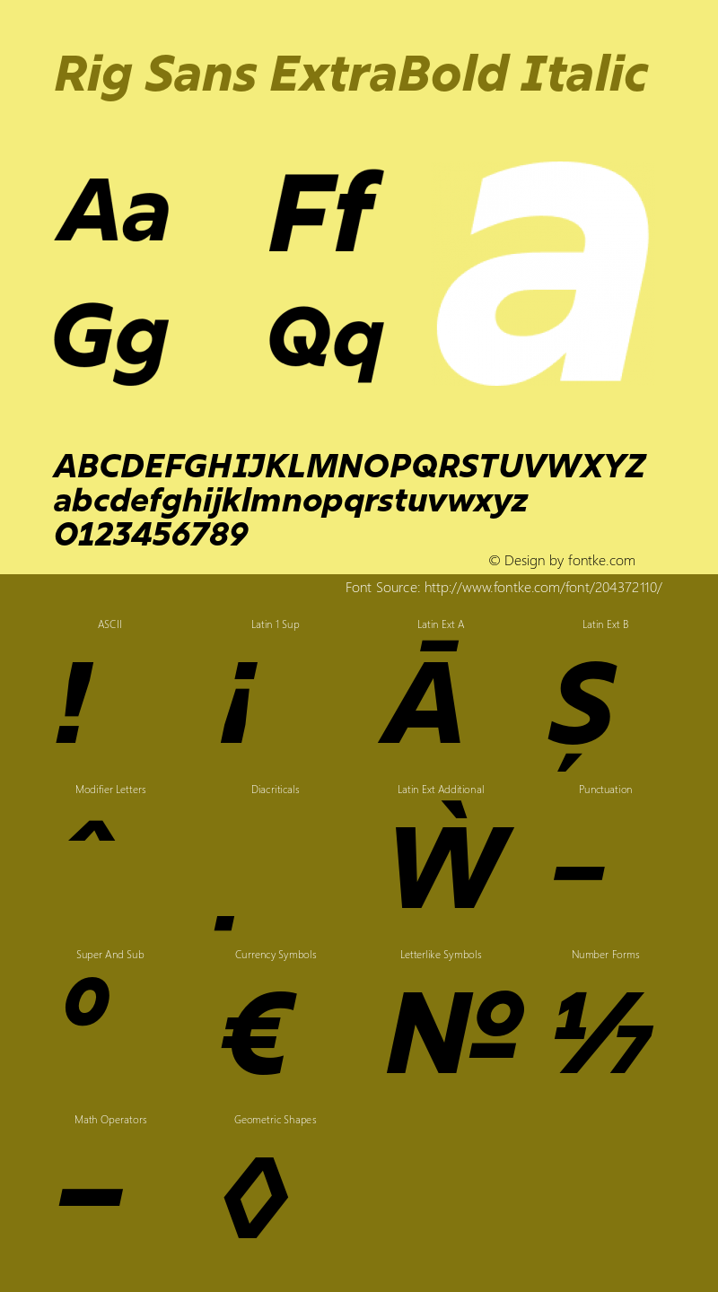 Rig Sans ExtraBold Italic Version 1.000;FEAKit 1.0图片样张