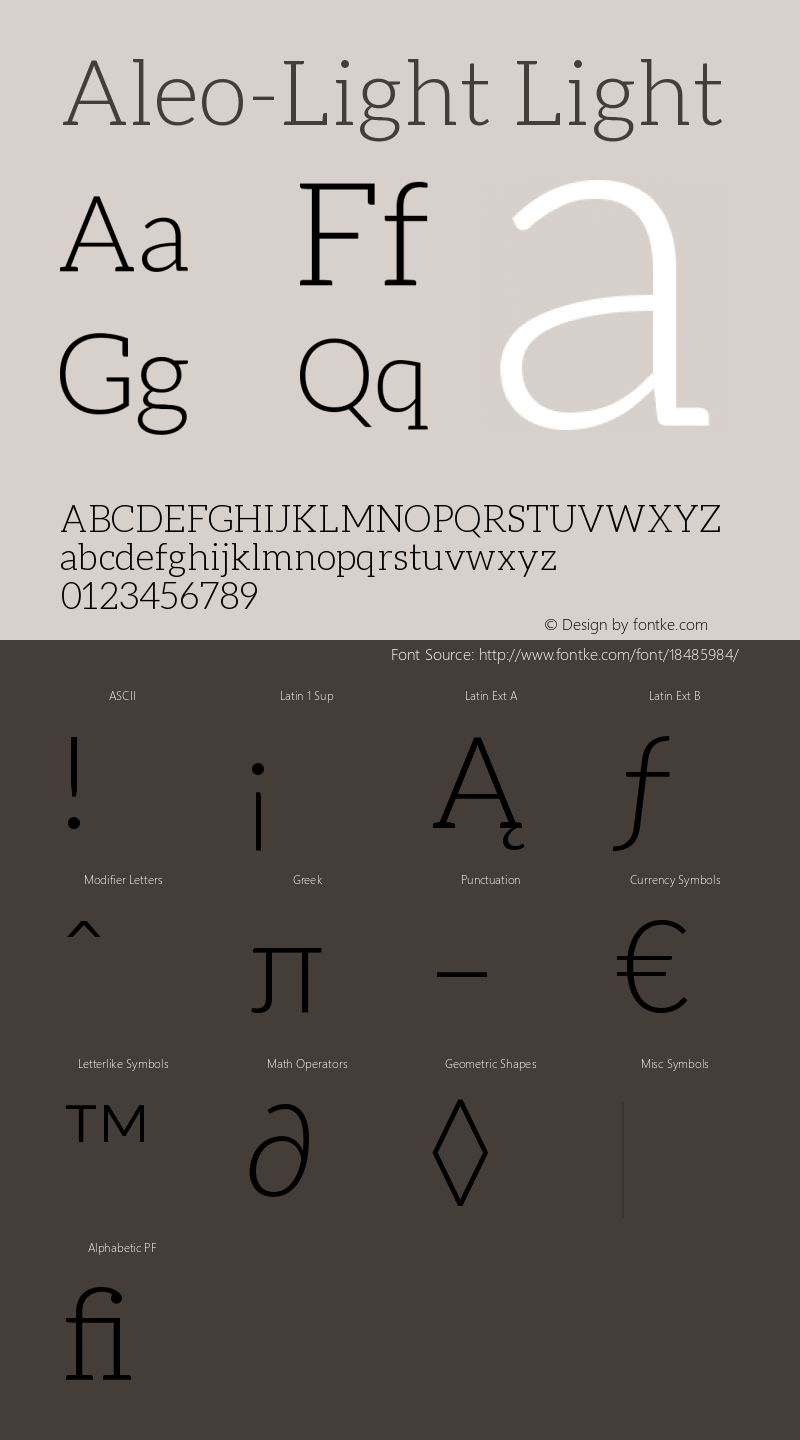 Aleo-Light Light Version 1.2.2 Font Sample