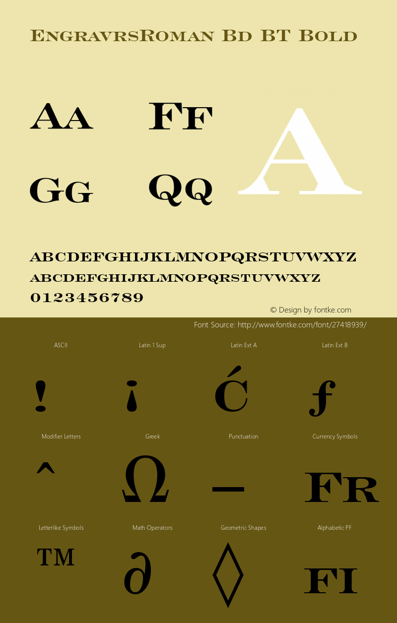 EngravrsRoman Bd BT Bold Version 1.01 emb4-OT Font Sample