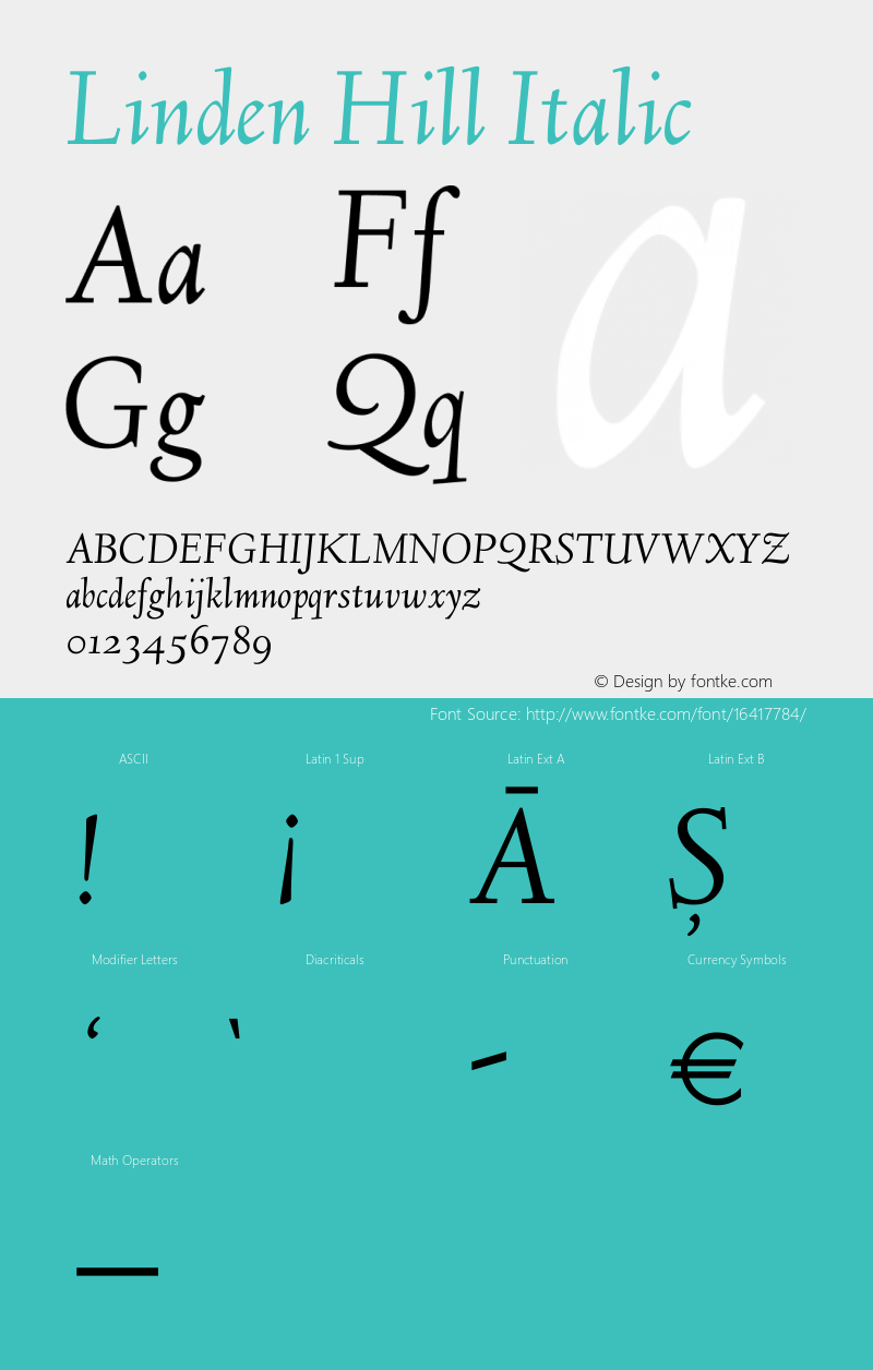 Linden Hill Italic Version 1.201 Font Sample