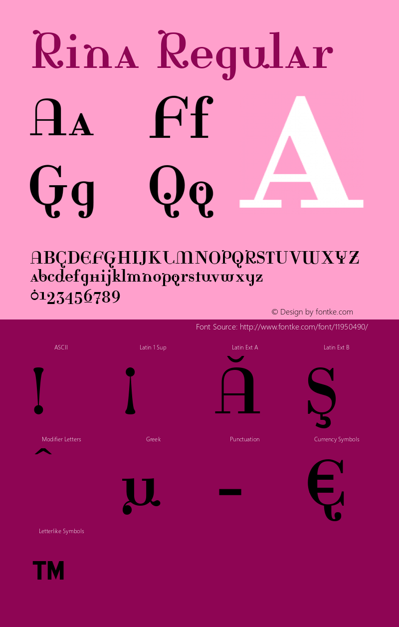 Rina Regular OTF 3.000;PS 001.001;Core 1.0.29 Font Sample