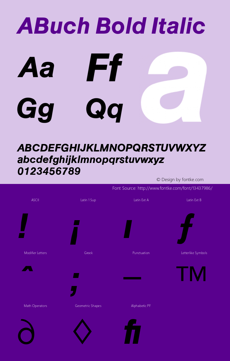 ABuch Bold Italic Version 4.00 April 13, 2007 Font Sample