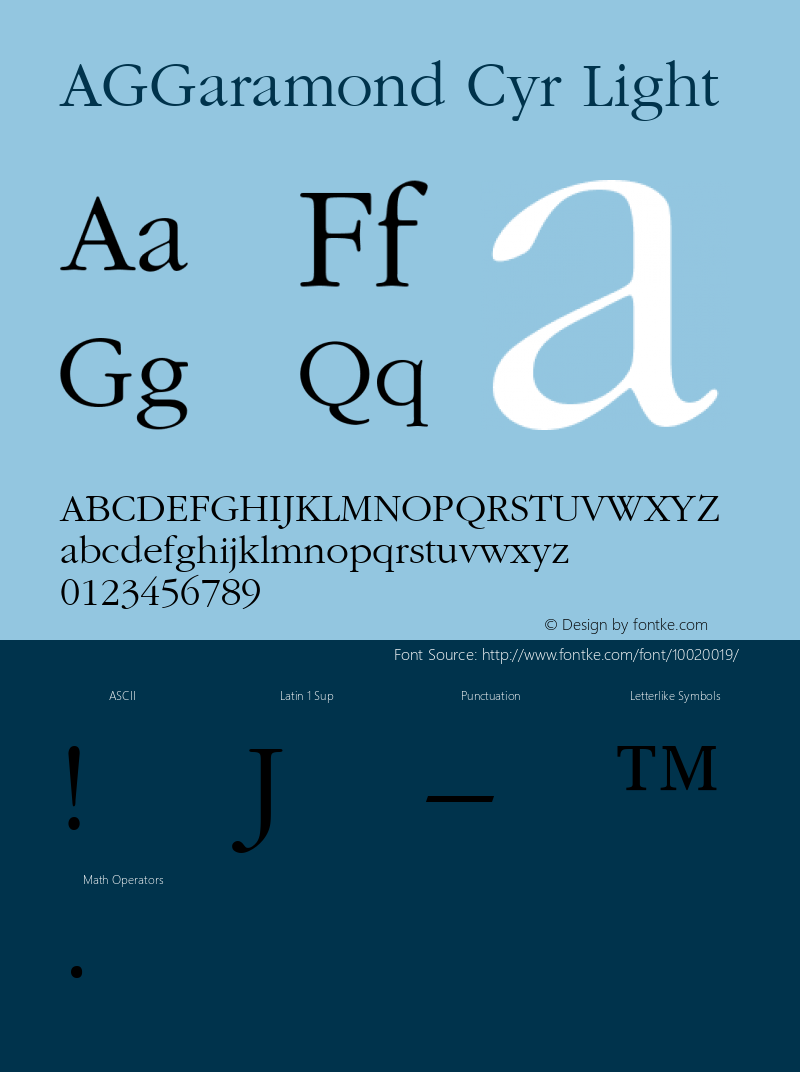 AGGaramond Cyr Light 001.000 Font Sample