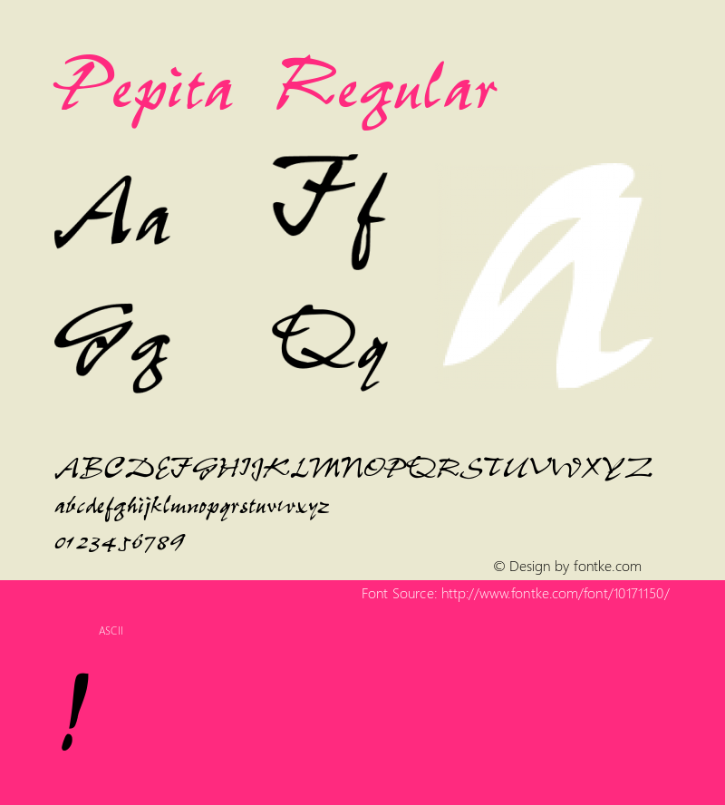 Pepita Regular Unknown Font Sample