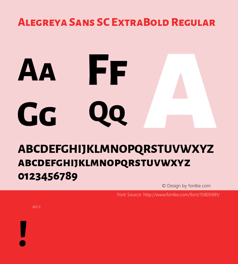 Alegreya Sans SC ExtraBold Regular Version 1.000;PS 001.000;hotconv 1.0.70;makeotf.lib2.5.58329 DEVELOPMENT; ttfautohint (v1.4.1) Font Sample