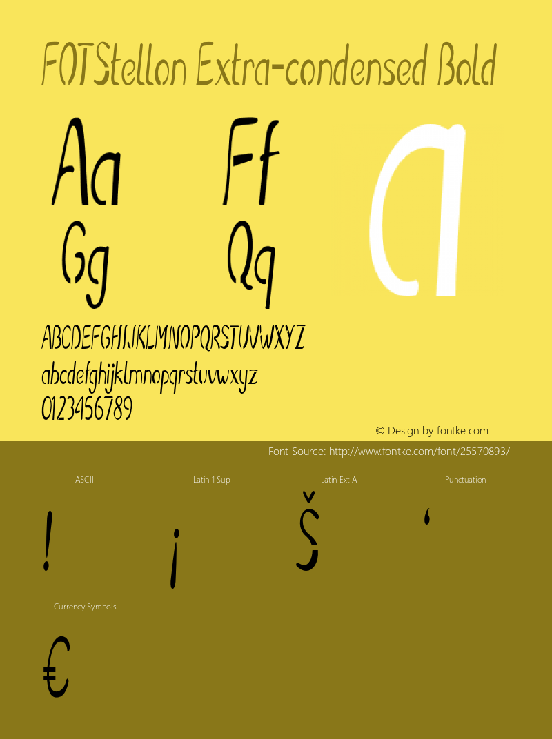 FOTStellon-ExtracondensedBold Version 1.000 Font Sample