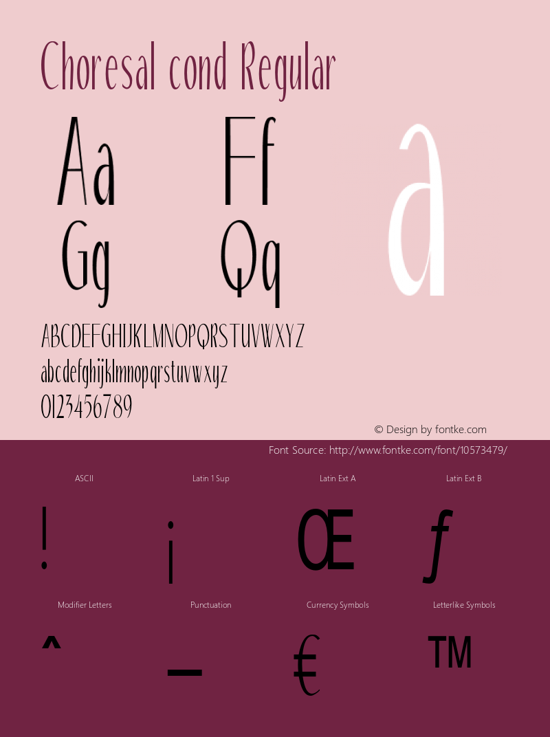 Choresal cond Regular Version 1.000 Font Sample