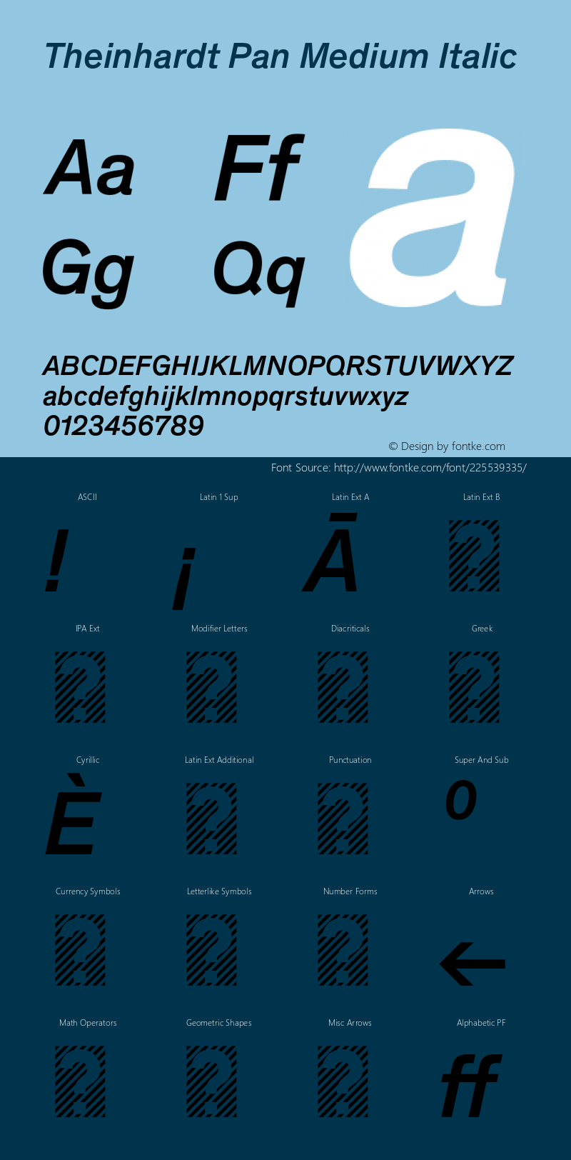 Theinhardt Pan Medium Italic Version 4.003; build 0008图片样张