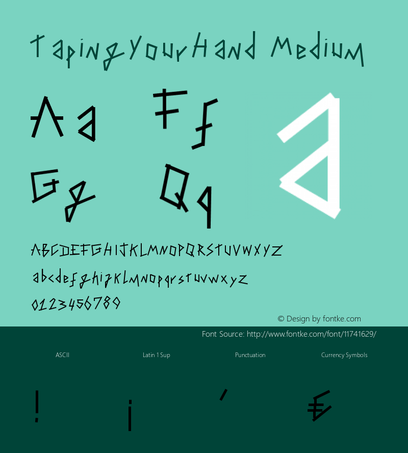 TapingYourHand Medium Version 001.000 Font Sample