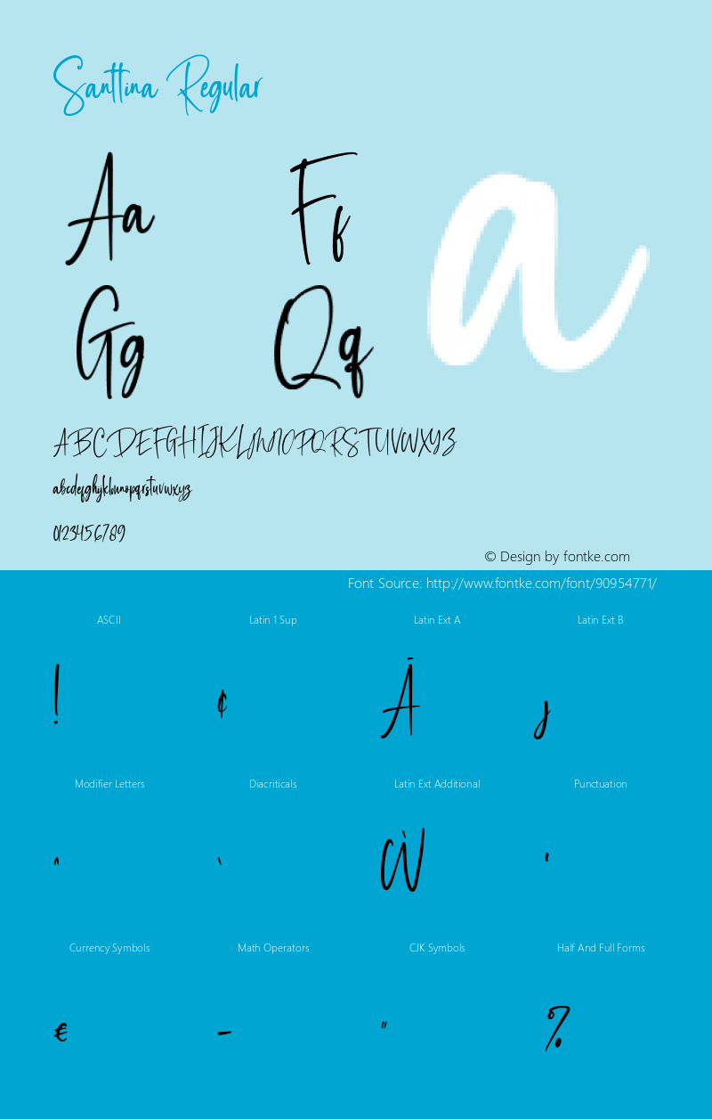 Santtina Regular Version 1.000 Font Sample