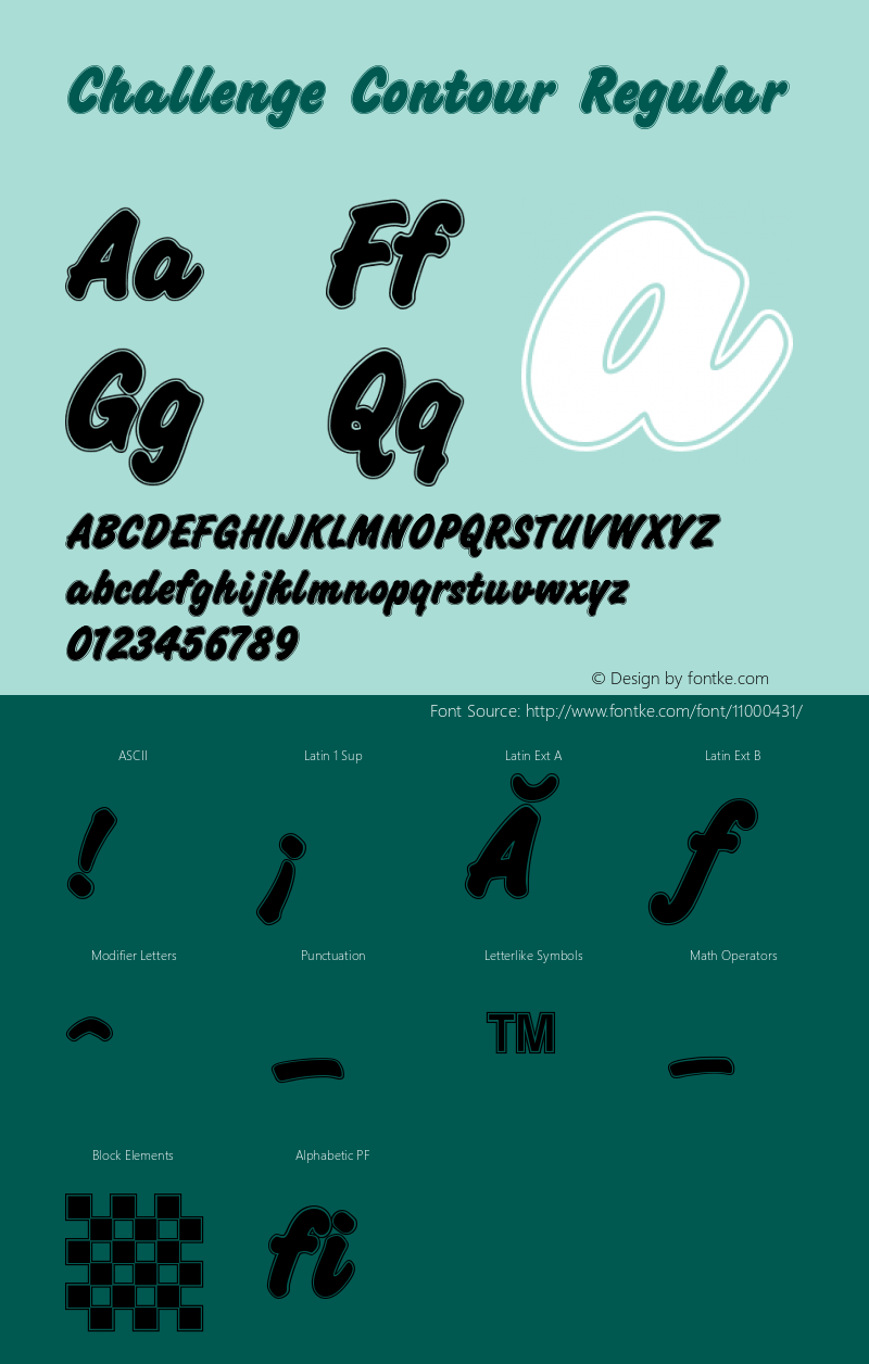 Challenge Contour Regular Version 001.015 Font Sample