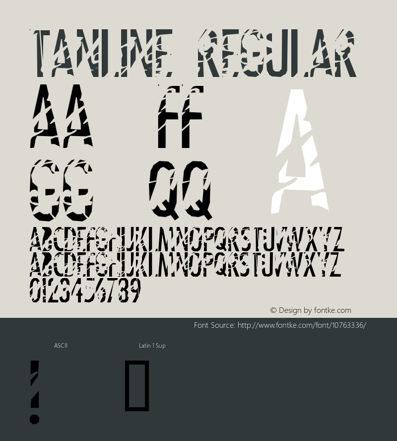 Tanline Regular Altsys Fontographer 4.1 9/17/97 Font Sample