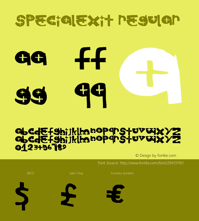 SpecialExit Version 1.00 March 21, 2013, initial release Font Sample