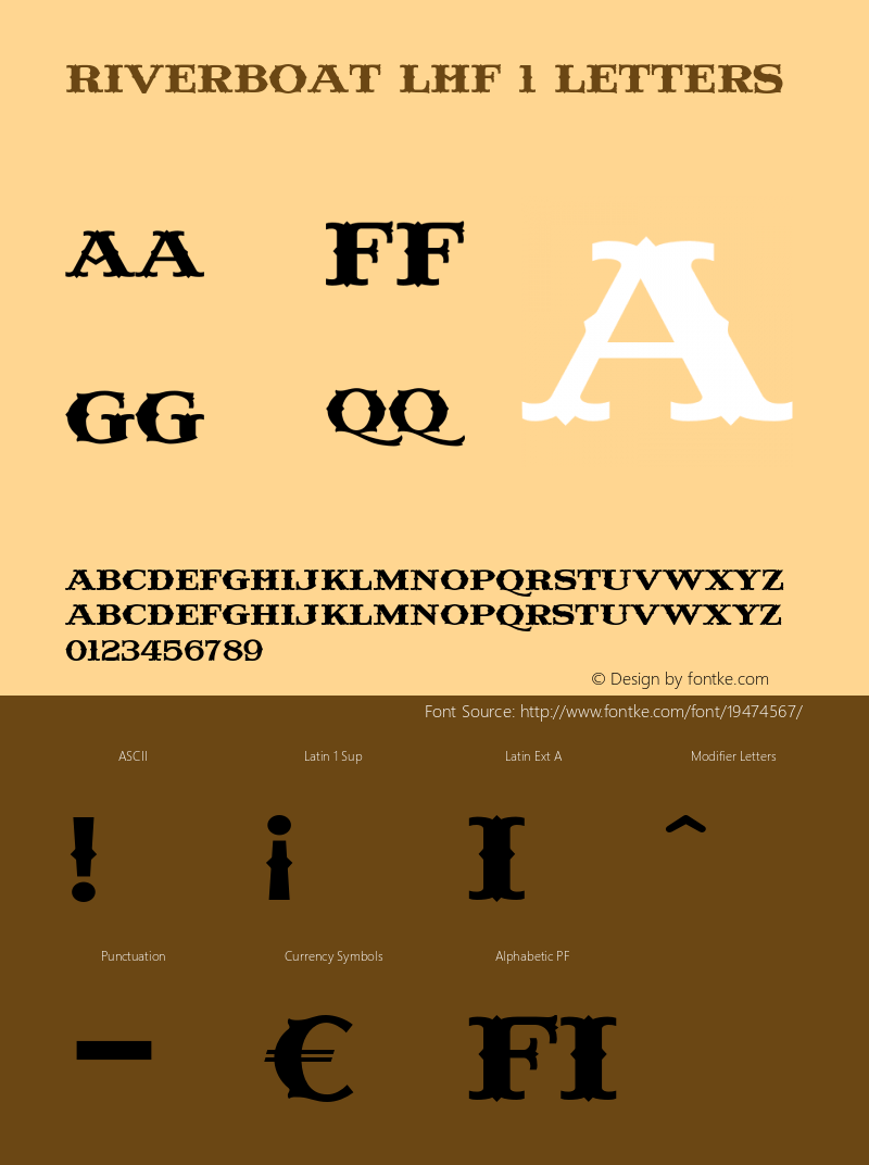 RiverboatLHF-OneLetters Version 002.901 Font Sample