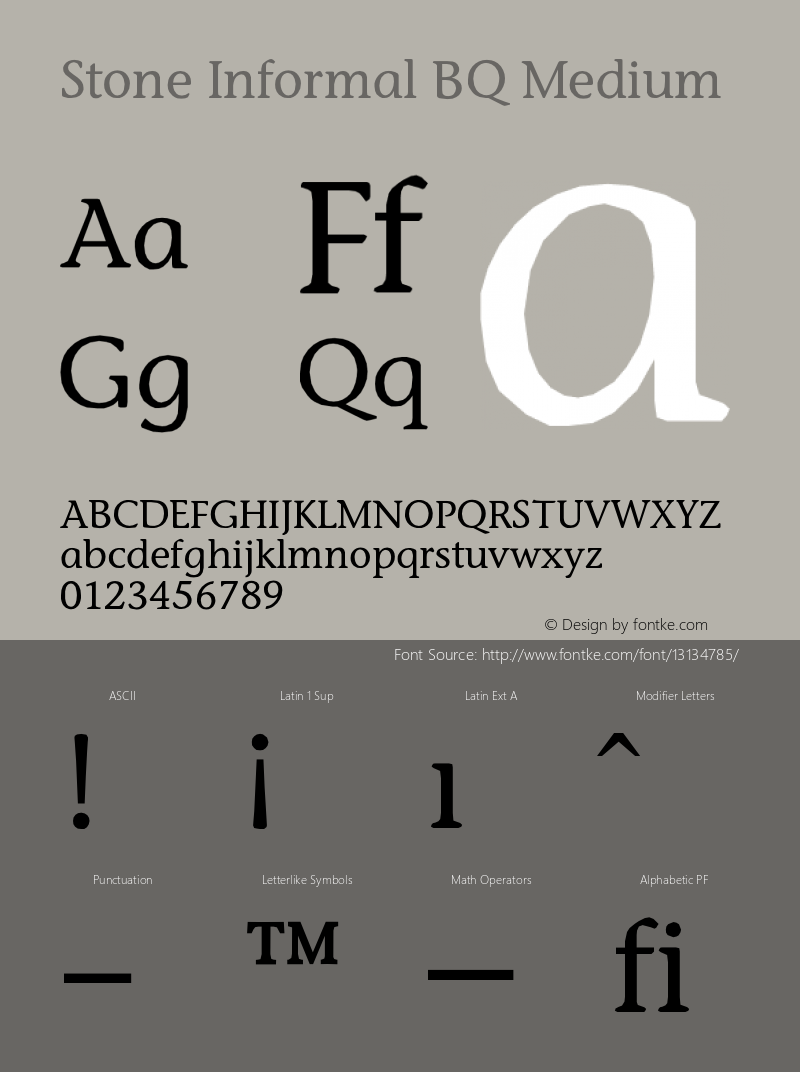 Stone Informal BQ Medium Version 001.000 Font Sample