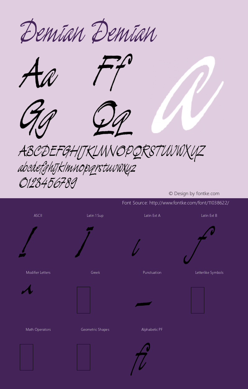 Demian Demian Version 1.0 Font Sample