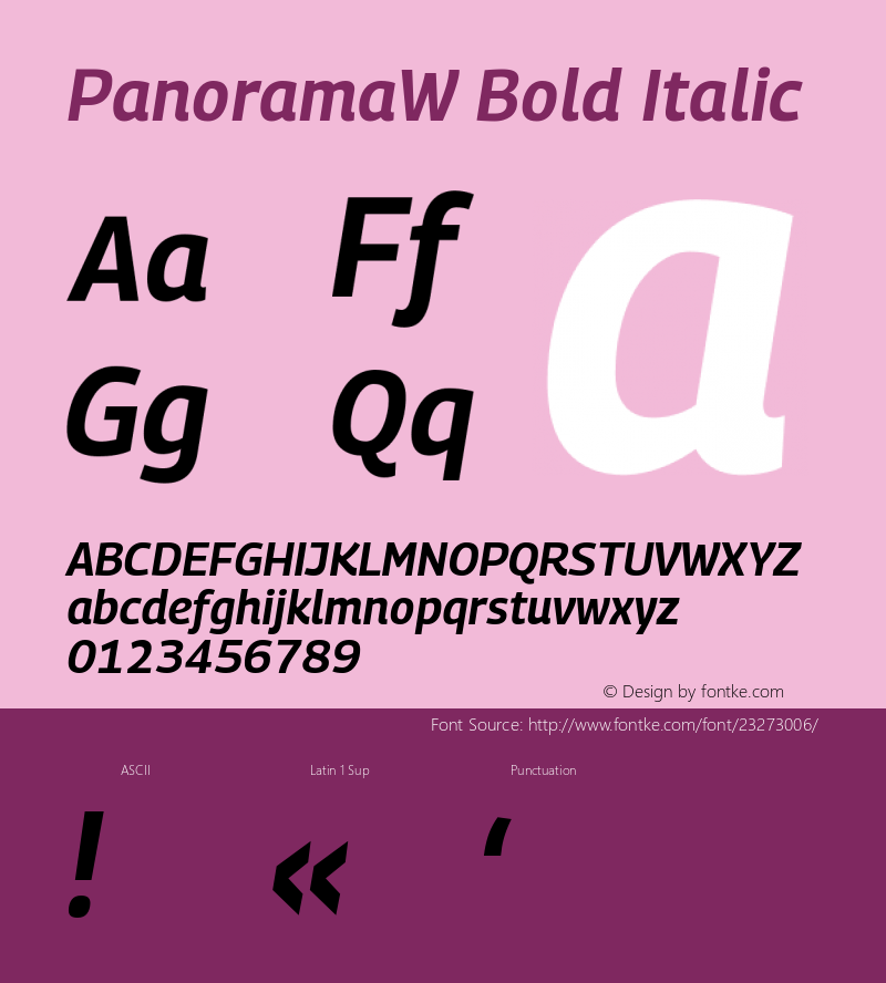 PanoramaW Bold Italic Version 1.001;PS 1.1;hotconv 1.0.72;makeotf.lib2.5.5900; ttfautohint (v0.92) -l 8 -r 50 -G 200 -x 14 -w 