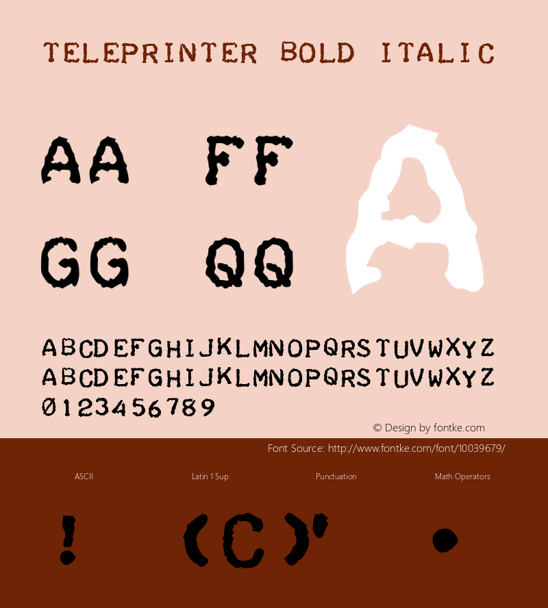 Teleprinter Bold Italic 1.0 Mon Jul 03 10:09:09 1995 Font Sample