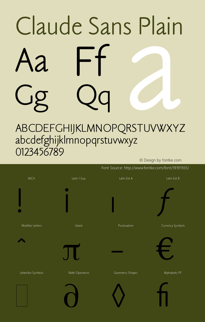 Claude Sans Plain Version 005.000 Font Sample