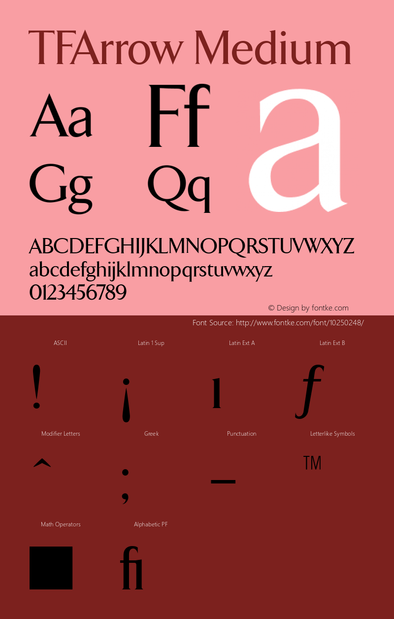 TFArrow Medium Version 001.000 Font Sample