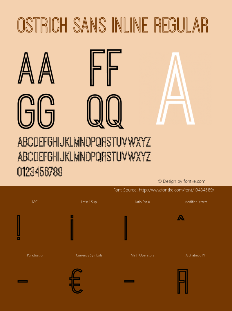 Ostrich Sans Inline Regular Version 1.002 Font Sample