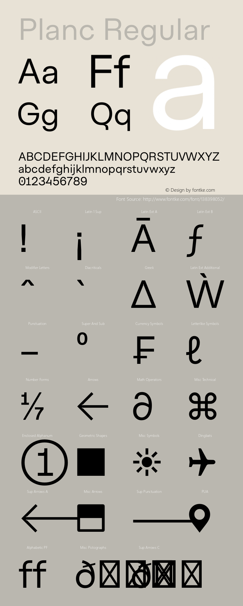 Planc Regular Version 1.000; wf-rip Font Sample