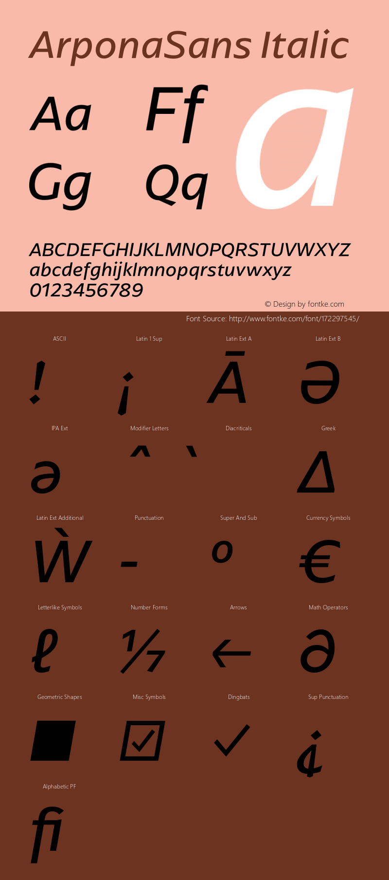 ArponaSans Regular Italic Version 2.000;hotconv 1.0.109;makeotfexe 2.5.65596图片样张
