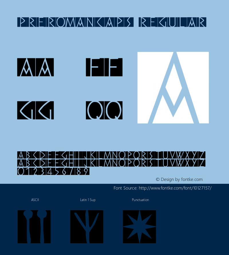 PreRomanCaps Regular 1.1 2004-03-02 Font Sample