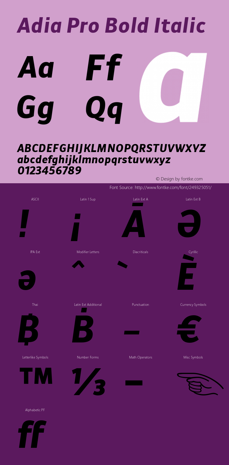 Adia Pro Bold Italic Version 1.000图片样张