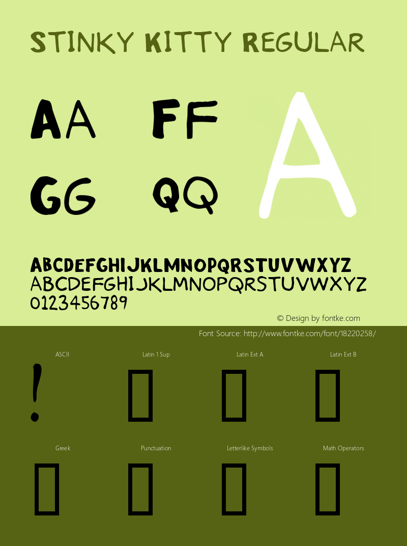 Stinky Kitty Regular Macromedia Fontographer 4.1 9/18/01 Font Sample