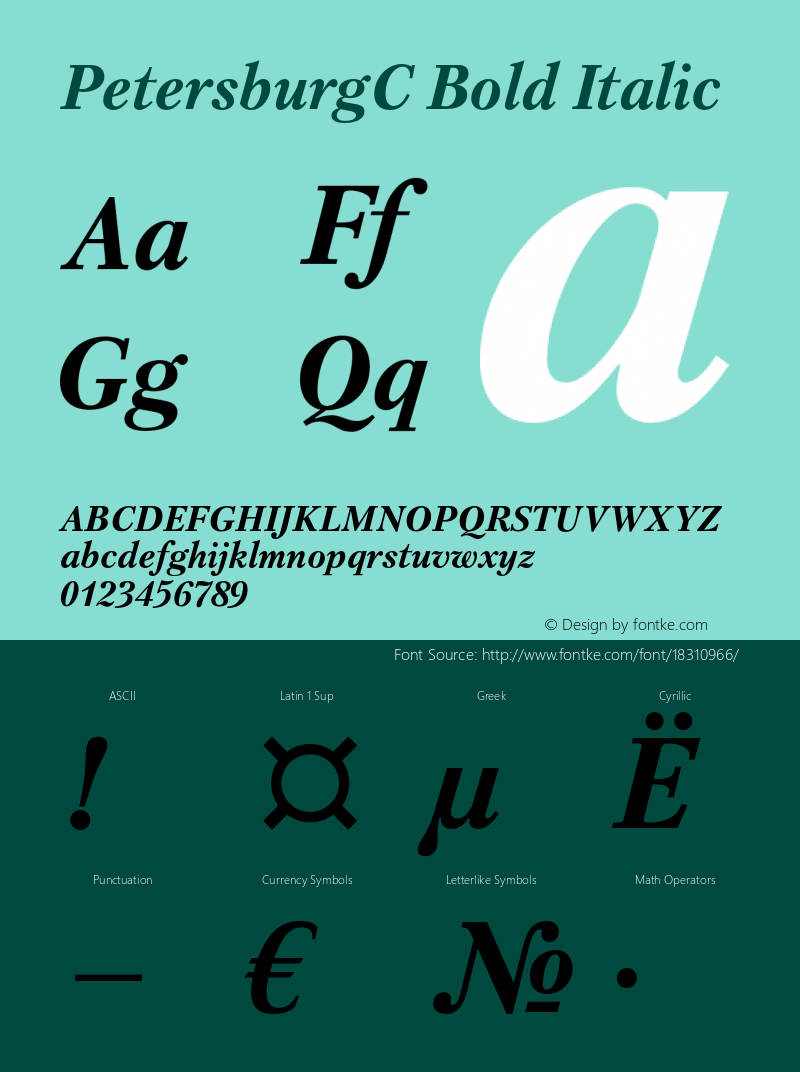 PetersburgC Bold Italic OTF 1.0;PS 001.000;Core 116;AOCW 1.0 161 Font Sample